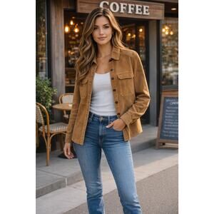 Zara WomanPDC Camel Genuine Suede ShirtJacket Sz Med Barn Chore Farmers Daughter